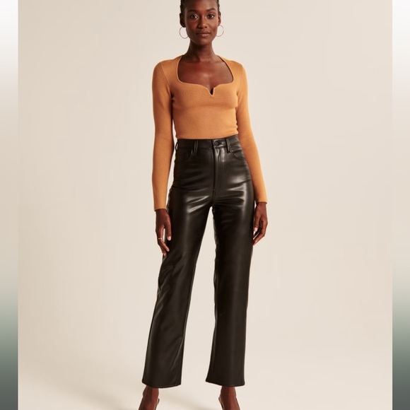 Abercrombie & Fitch The Ankle Straight Ultra High Rise Faux Leather pants size 4 - Picture 1 of 8